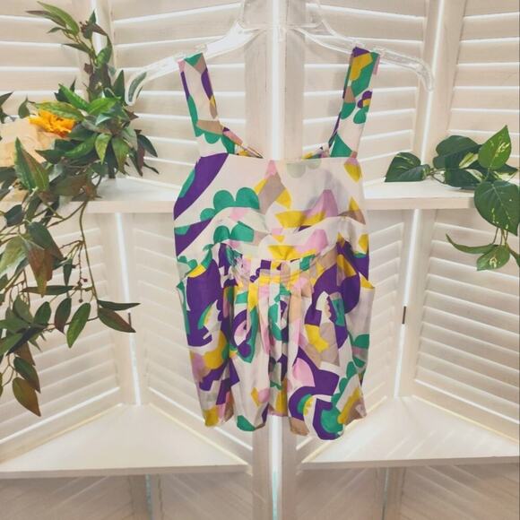 SEE BY CHLOE 100 % SILK  GEOMETRIC BLOUSE SIZE 2 - Picture 1 of 6